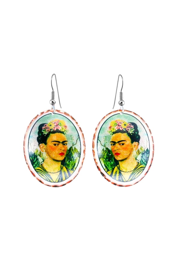 Frida Kahlo Earrings Feature Frida Kahlo Portrait Design Frida-Jewelry, Frida Kahlo Jewelry, Frida Kahlo Gifts. Frida Gifts