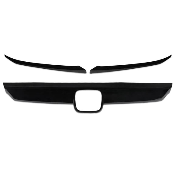 Front Lip Bumper Upper Grille Molding Trim + Eyelid Cover Fit for Honda Accord 10th Gen Sedan 2018-2019