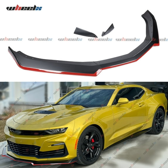 Front Lip Compatible with 2016-2024 Chevy Camaro LT LS RS SS, Red Line Air Dam Lower Chin Spoiler Splitter Fit for 16-24, Protection Body Kit (Matte Black)