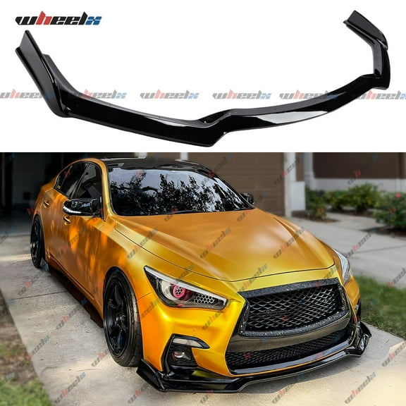 Front Lip Compatible with 2018-2024 Infiniti Q50 Sport, JDM Bumper Air Dam Lower Chin Splitter Protection Body Kit Fits for 2018 2019 2020 2021 2022 2023 2024 (Gloss Black)