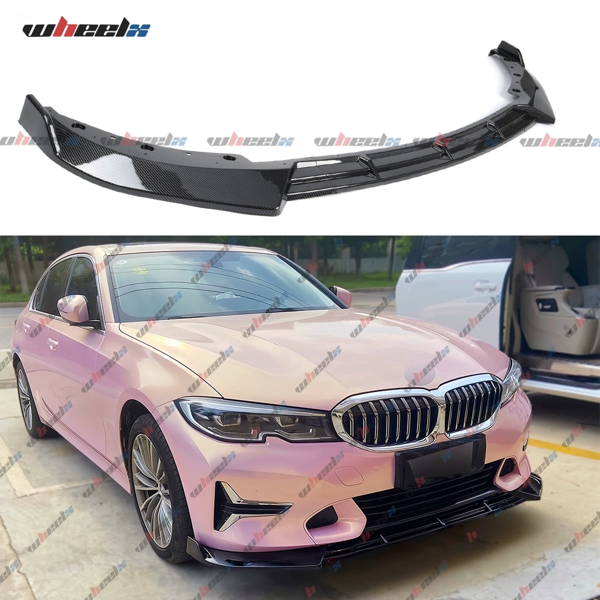 Front Lip Compatible with 2019-2022 BMW G20 3 Series With BASE Bumper Only, JDM Air Dam Lower Chin Bumper Splitter Protection Body Kit Fits for 4-Door Sedan 2019 2020 2021 2022(Carbon Fiber Look)