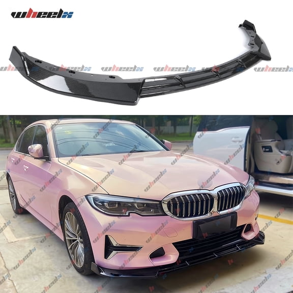 Front Lip Compatible with 2019-2022 BMW G20 3 Series With BASE Bumper Only, JDM Air Dam Lower Chin Bumper Splitter Protection Body Kit Fits for 4-Door Sedan 2019 2020 2021 2022(Carbon Fiber Look)