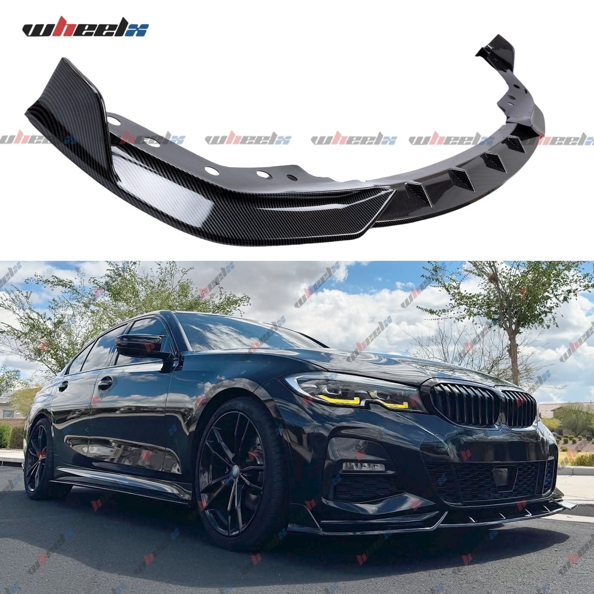Front Lip Compatible with 2019-2022 BMW G20 G28 330i 330e M340i xDrive M-Sport, Bumper Air Dam Lower Chin Splitter Protection Body Kit Fits for 2019 2020 2021 2022 (Carbon Fiber Pattern)