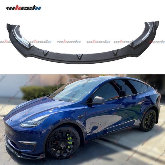 Front Lip Compatible with 2020-2024 Tesla Model Y, Bumper Spoiler Air Dam Lower Chin Splitter Protection Body Kit Fits 2020 2021 2022 2023 2024 (Carbon Fiber Pattern)
