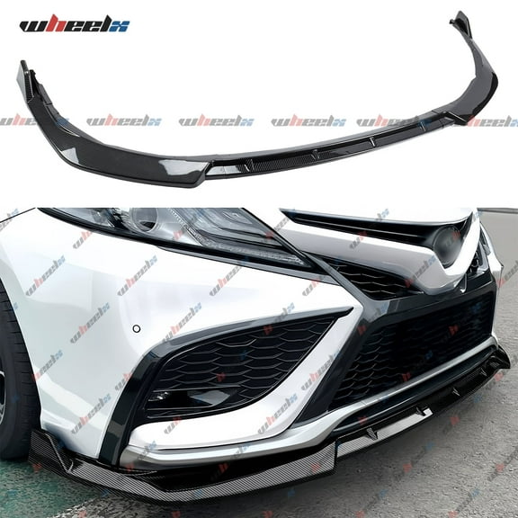 Front Lip Compatible with Toyota Camry SE XSE 2021-2024, 3Pcs/Set Bumper Air Dam Lower Chin Splitter Protection Body Kit Fits for 2021 2022 2023 2024 (Carbon Fiber Look)