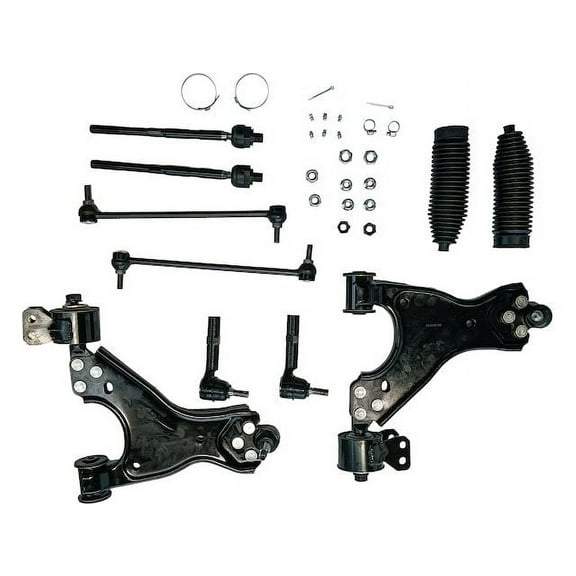 Front Lower Control Arm, Ball Joint, Tie Rod End, Sway Bar Link Kit - 8 Piece - Compatible with 2009 - 2017 Chevy Traverse 3.6L V6 2010 2011 2012 2013 2014 2015 2016