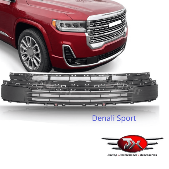 JX RACING Front Lower Grille Matte Black Compatible with GMC Acadia Denali Sport 2020-2023 W/O Chrome Trim
