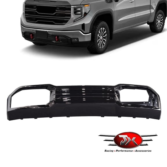 Front Lower Open Skid Plate Valance Compatible with GMC Sierra 1500 2022 2023 2024 Gloss Black 84878748