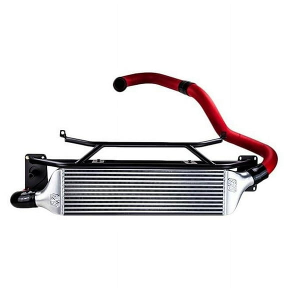 Front Mount Intercooler Kit with Wrinkle Red Pipes for 2015-2016 Subaru WRX