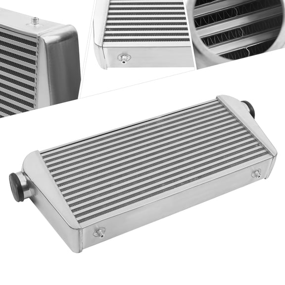 Front Mount Universal Turbo Charger Intercooler, Aluminum Construction, 24"x12"x4" for Enhanced Engine Performance