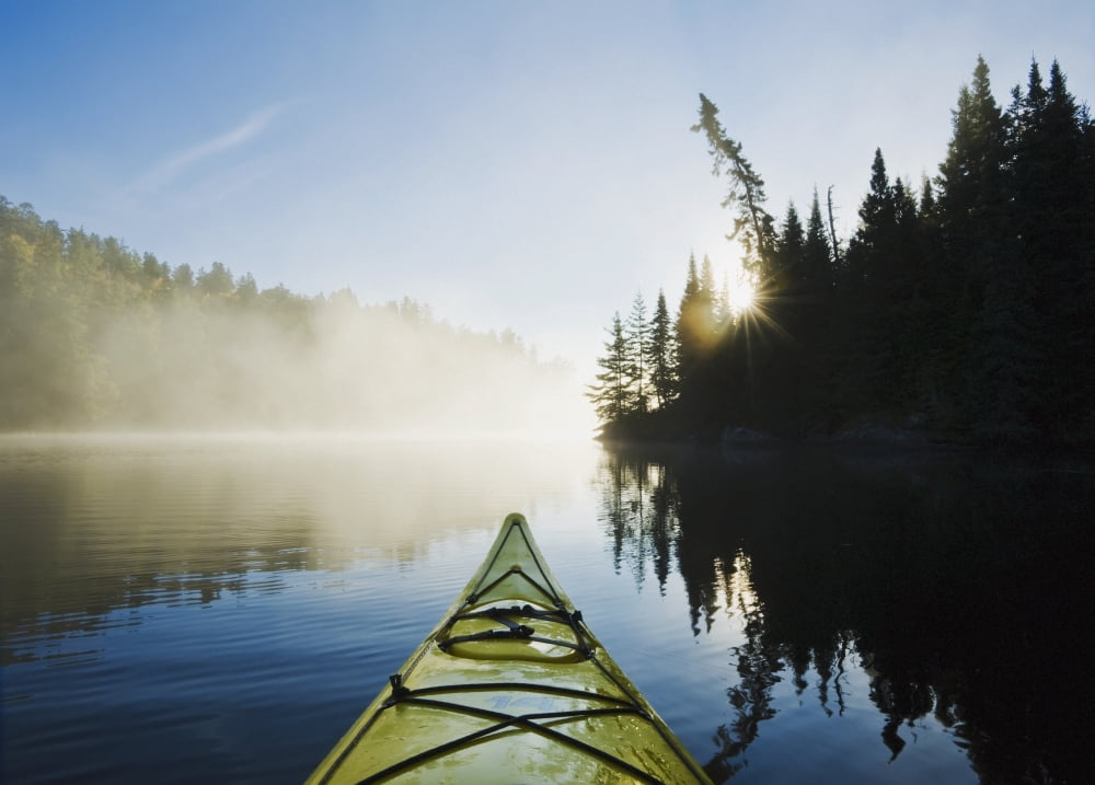 Front Of Kayak On Rushing River Kenora Ontario Canada Canvas Art - Dave Reede Design Pics (18 x 12)