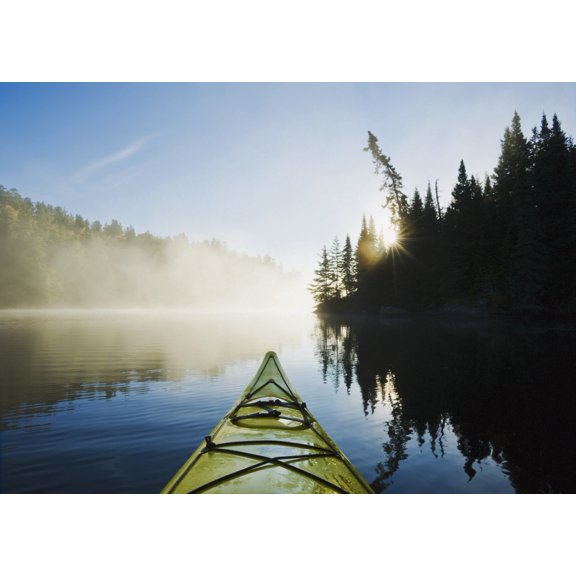 Front Of Kayak On Rushing River Kenora Ontario Canada Canvas Art - Dave Reede Design Pics (36 x 24)