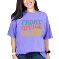 thumbnail image 1 of Front Office Crew, Company Employees Themed, Groovy Retro Wavy Text, Violet Comfort Colors T-Shirt, XL, 1 of 1