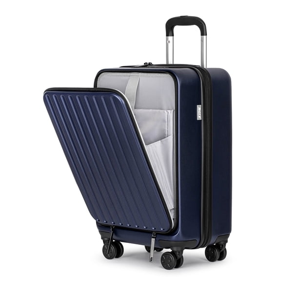 Front Open Carry On Luggage Laptop Compartment 100%PC TSA Lock Spinner Wheels 20" Lightweight Hardside Suitcase