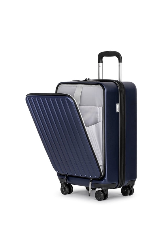 Front Open Carry On Luggage Laptop Compartment 100%PC TSA Lock Spinner Wheels 20" Lightweight Hardside Suitcase