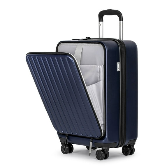Front Open Carry On Luggage Laptop Compartment 100%PC TSA Lock Spinner Wheels 20" Lightweight Hardside Suitcase