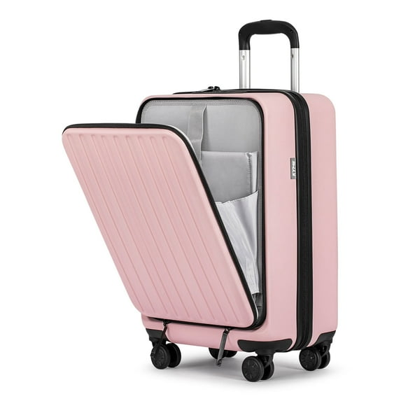 Front Open Carry On Luggage Laptop Compartment 100%PC TSA Lock Spinner Wheels 20" Lightweight Hardside Suitcase