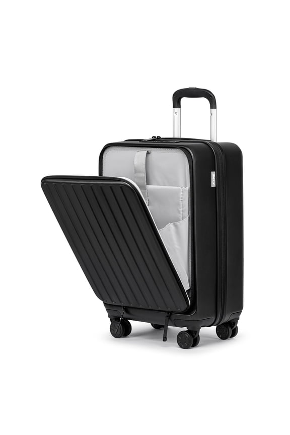 Front Open Carry On Luggage Laptop Compartment 100%PC TSA Lock Spinner Wheels 20" Lightweight Hardside Suitcase