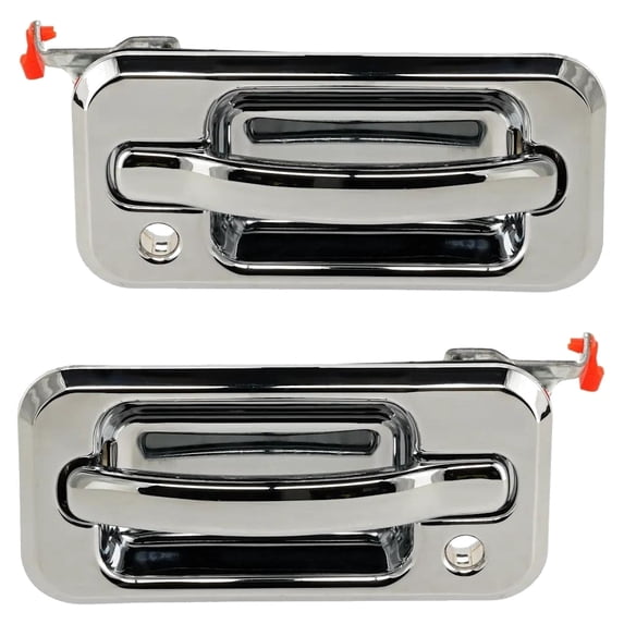 Front Pair Exterior Door Handle Compatible with 2003-2009 Hummer H2 Chrome With Key Hole 15104792-PFM 15104793-PFM Base OE Replacement Outside Handle Outer Handle Door Exterior Handle
