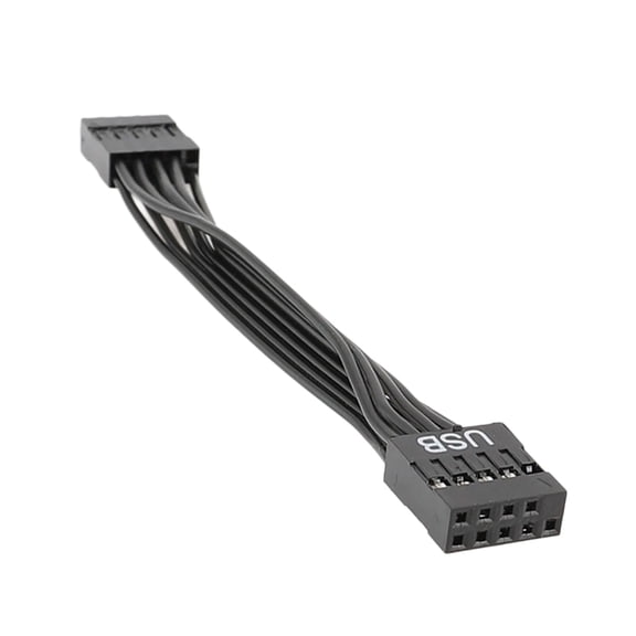 Front Panel Header Adapter Cable, USB 2.0 9-Pin Male to Female Extension for Desktop Motherboard Connection, 24AWG Ribbon Wire, Black
