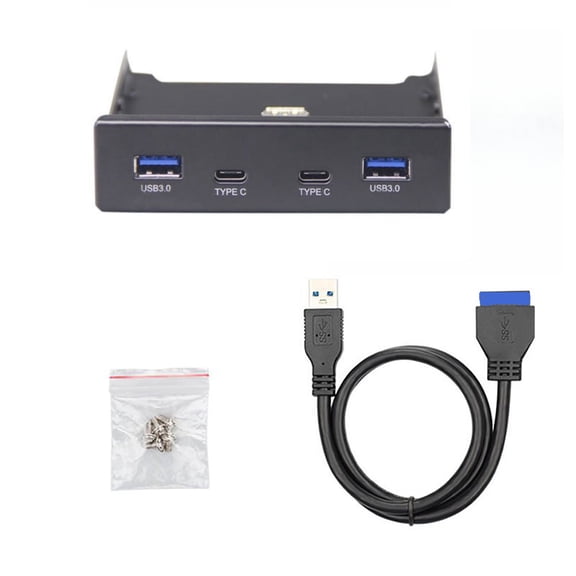 Front Panel Hub 2 Ports USB-C & 2 Ports USB 3.0 Compatible for 19/20Pins Motherboards Spare Parts