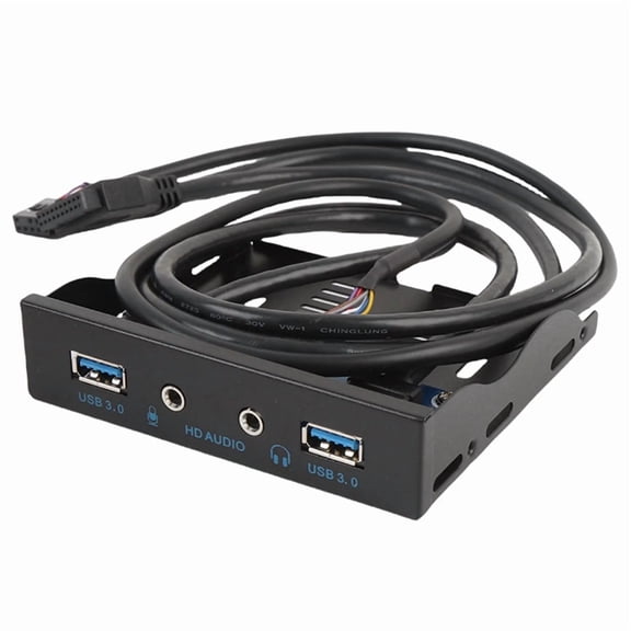 Front Panel for PC Floppy Drive with USB 3.0 & HD Audio - 19-Pin, Black