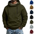 thumbnail image 1 of Front Patch Pocket Hoodie Sweatshirts for Men Double Layer Raglan Sleeve Turtleneck Drawstring Pullover Sweatshirt With Zipper Regular Relaxed Fit Casual Streetwear Top., 1 of 5
