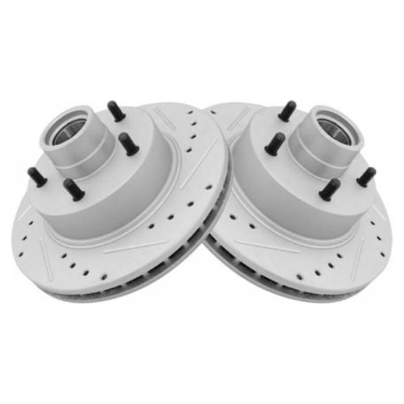 Front Performance Drilled Slotted G-Coated Disc Brake Rotor Pair New