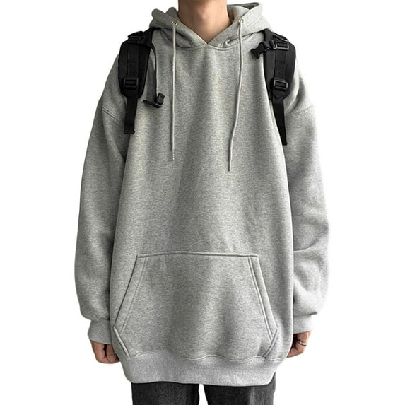 Front Pocket Drawstring Long Sleeve Pullover Hoodie Autumn Winter Solid Color Unisex Oversized Hooded Sweatshirt