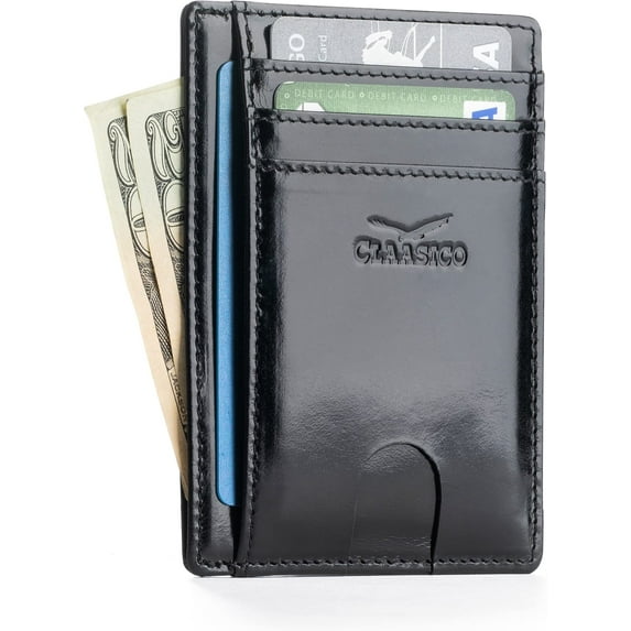 Front Pocket Small Minimalist Leather Wallet RFID Blocking Vintage Leather Credit Card Holder with Gift Box