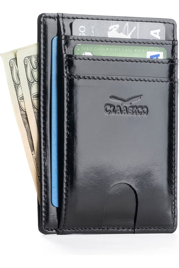 Front Pocket Small Minimalist Leather Wallet RFID Blocking Vintage Leather Credit Card Holder with Gift Box
