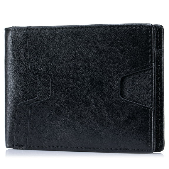 Front Pocket Wallet for Men Slim Lightweight RFID Blocking Genuine Leather Bifold Thin Wallet with 10 Card Slots, Coffee