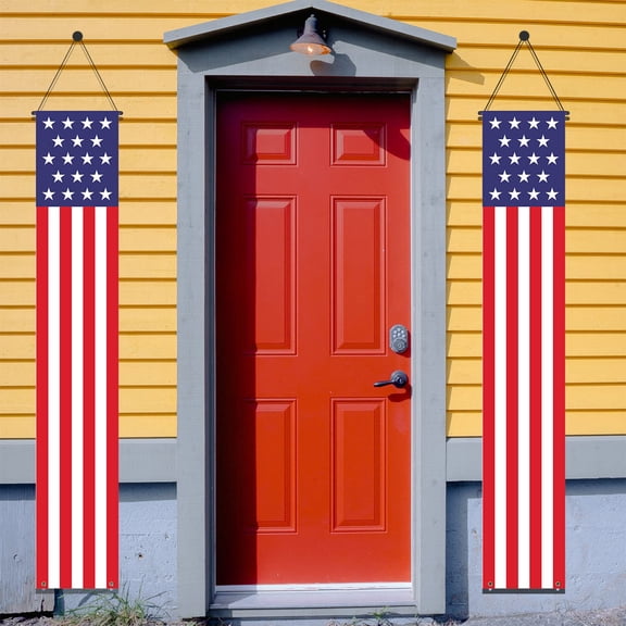 Front Porch Decor Outdoor Entrance Fourth of July Porch Decorations Outdoor Front Door Decor Hanging Patriotic Decor 2 Pack American Flag Garden Flags for Yard and Garden Party