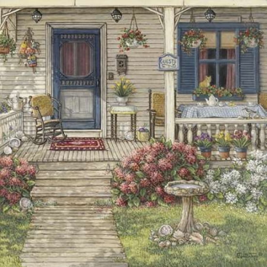 Front Porch In Maine Canvas Art - Janet Kruskamp (24 x 24)