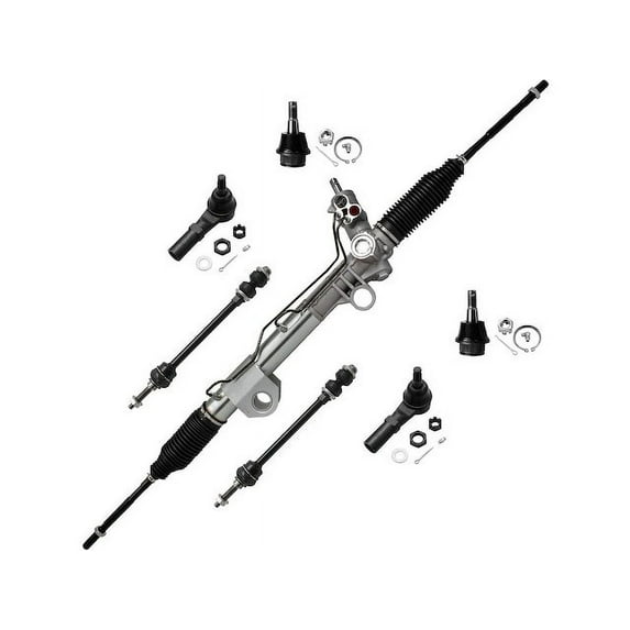 Front Power Steering Rack Pinion Ball Joint and Sway Bar Link Tie Rod End Kit - 7-Piece - Compatible with 2002 - 2005 Dodge Ram 1500 4WD 2003 2004