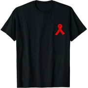 Front Print Small Red Ribbon Prevention Drug Abuse, HIV/AIDS T-Shirt
