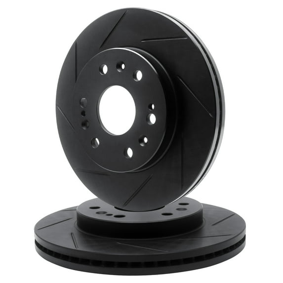 Front R1 Concepts eLine Black Diamond Slotted Brake Rotors