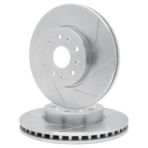 Front R1 Concepts eLine Silver Diamond Slotted Brake Rotors