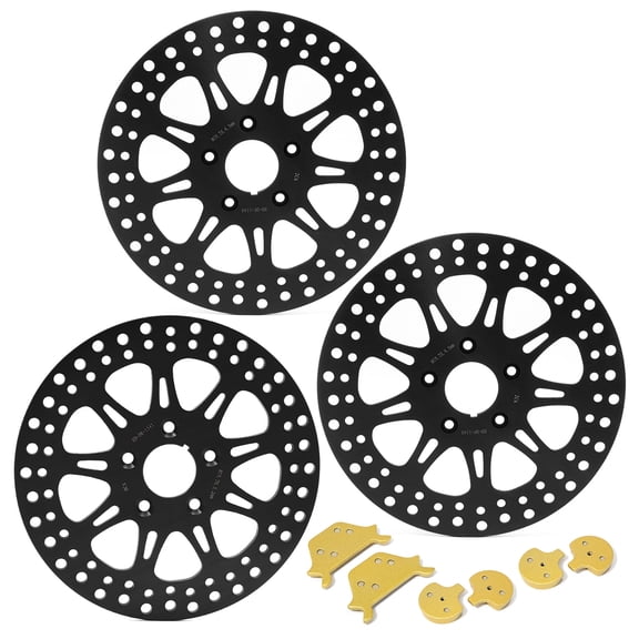 Front Rear 11.5" Brake Rotors Discs Disks w/ Pads for Harley Dyna Low Rider EFI FXDLI FXDL Wide Glide FXDWG 87-99 Low Rider FXRS Sport Glide FXRT 1987-1992 FXR 1987-1994 1990 1991 1992 1993 Black