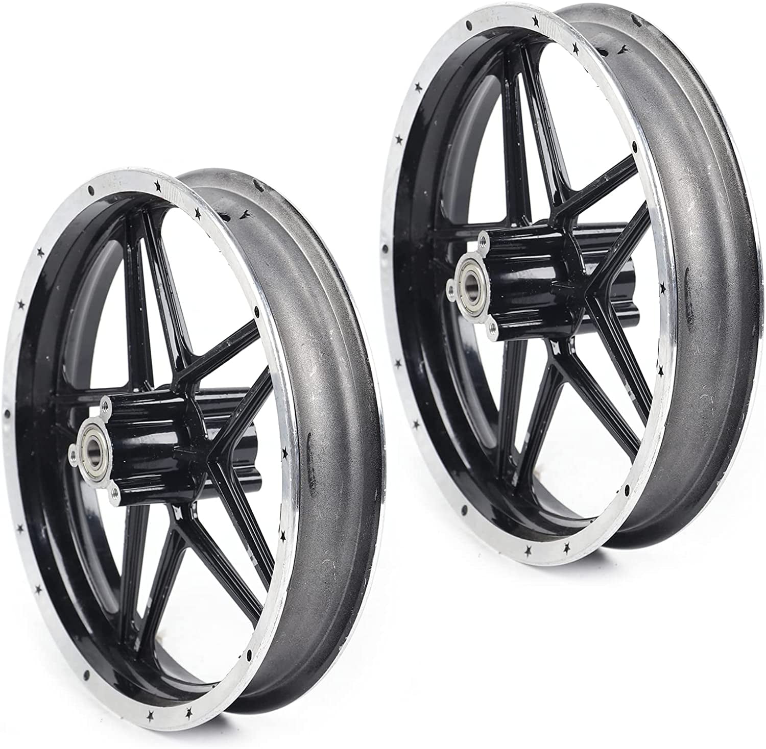 Front and Rear 2.5-10'' Tire Rim Hub Wheel, 1 Pair Mini Bicycle Wheels ...