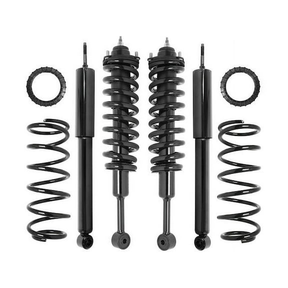 Front and Rear Air Spring to Coil Spring Conversion 10 Piece Kit with Isolators and Resistors - Compatible with 2003 - 2009 GX470 (Fits XREAS Suspension) 2004 2005 2006 2007 2008
