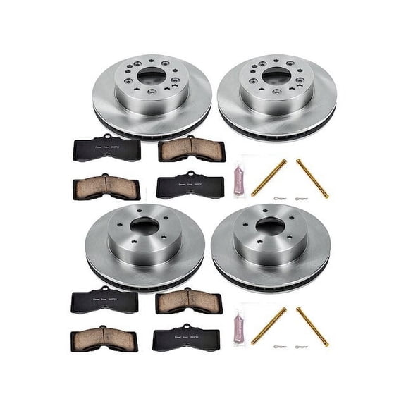 Front and Rear Brake Pad and Rotor Kit - Compatible with 1963 - 1982 Chevy Corvette 1964 1965 1966 1967 1968 1969 1970 1971 1972 1973 1974 1975 1976 1977 1978 1979 1980 1981