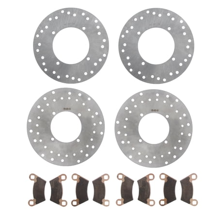 Front & Rear Brake Rotors Discs & MudRat Brake Pads 2004 2005 Polaris Ranger TM