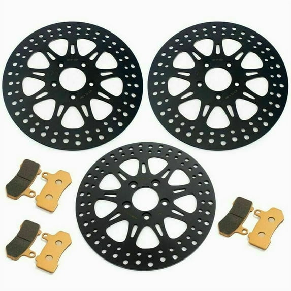 Front Rear Brake Rotors Pads for Harley Electra Glide Road King Street Road Glide 08-13