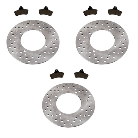 Front Rear Brake Rotors Semi-Metallic Pads for Arctic Cat 454 Bearcat 2x4 & 4x4