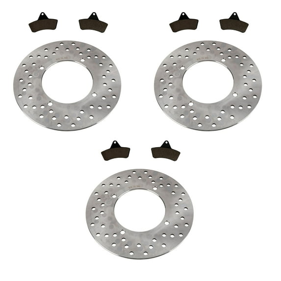 Front Rear Brake Rotors Semi-Metallic Pads for Arctic Cat 454 Bearcat 2x4 & 4x4