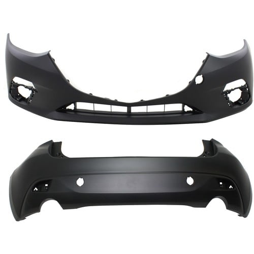 Front & Rear Bumper Cover Set For 2014-16 Mazda 3 Hatchback Primed Plastic
