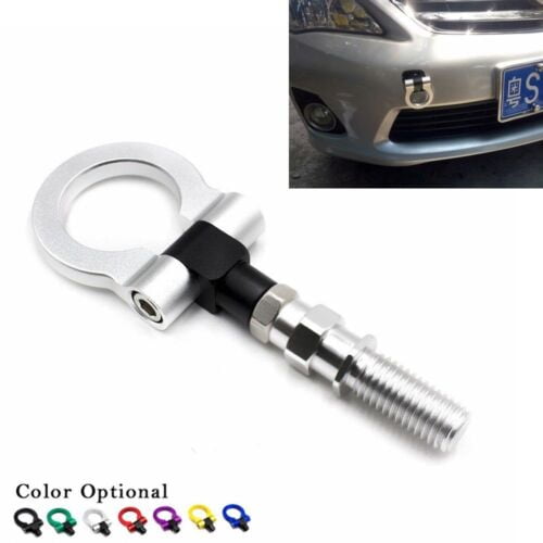 Front Rear Bumper Screw On Tow Hook Bar CNC Aluminum for JDM Racing Car Silver