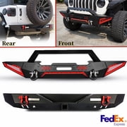 Front + Rear Bumpers for 2018-2026 Jeep Wrangler JL With D-Ring Shackles New Design