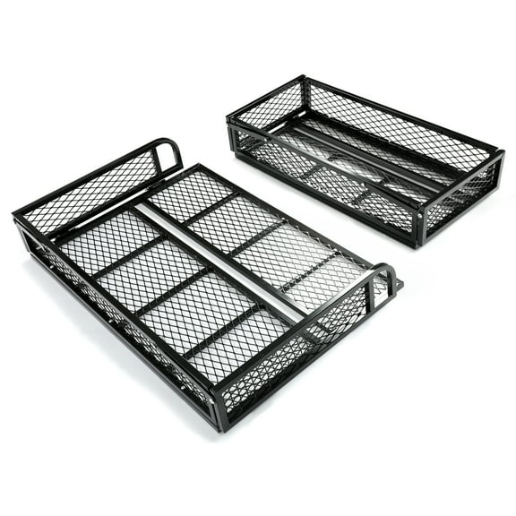 Front+Rear Cargo Basket Universal Luggage Carrier Mesh Rack Black Steel For ATV